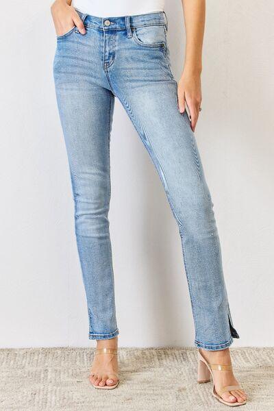Kancan Full Size Mid Rise Y2K Slit Bootcut Jeans Carauana Store