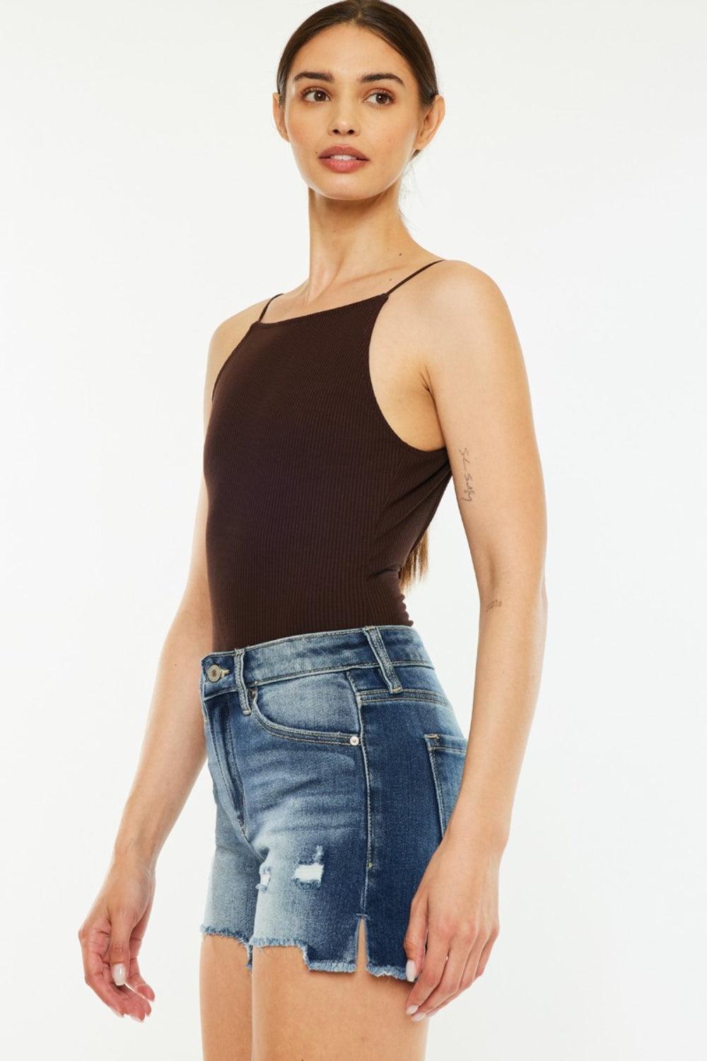 Kancan High Waist Raw Hem Denim Shorts Carauana Store