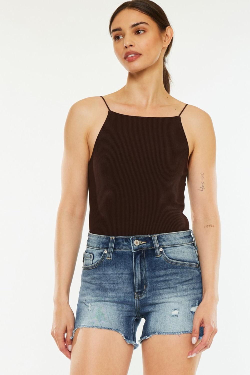 Kancan High Waist Raw Hem Denim Shorts Carauana Store