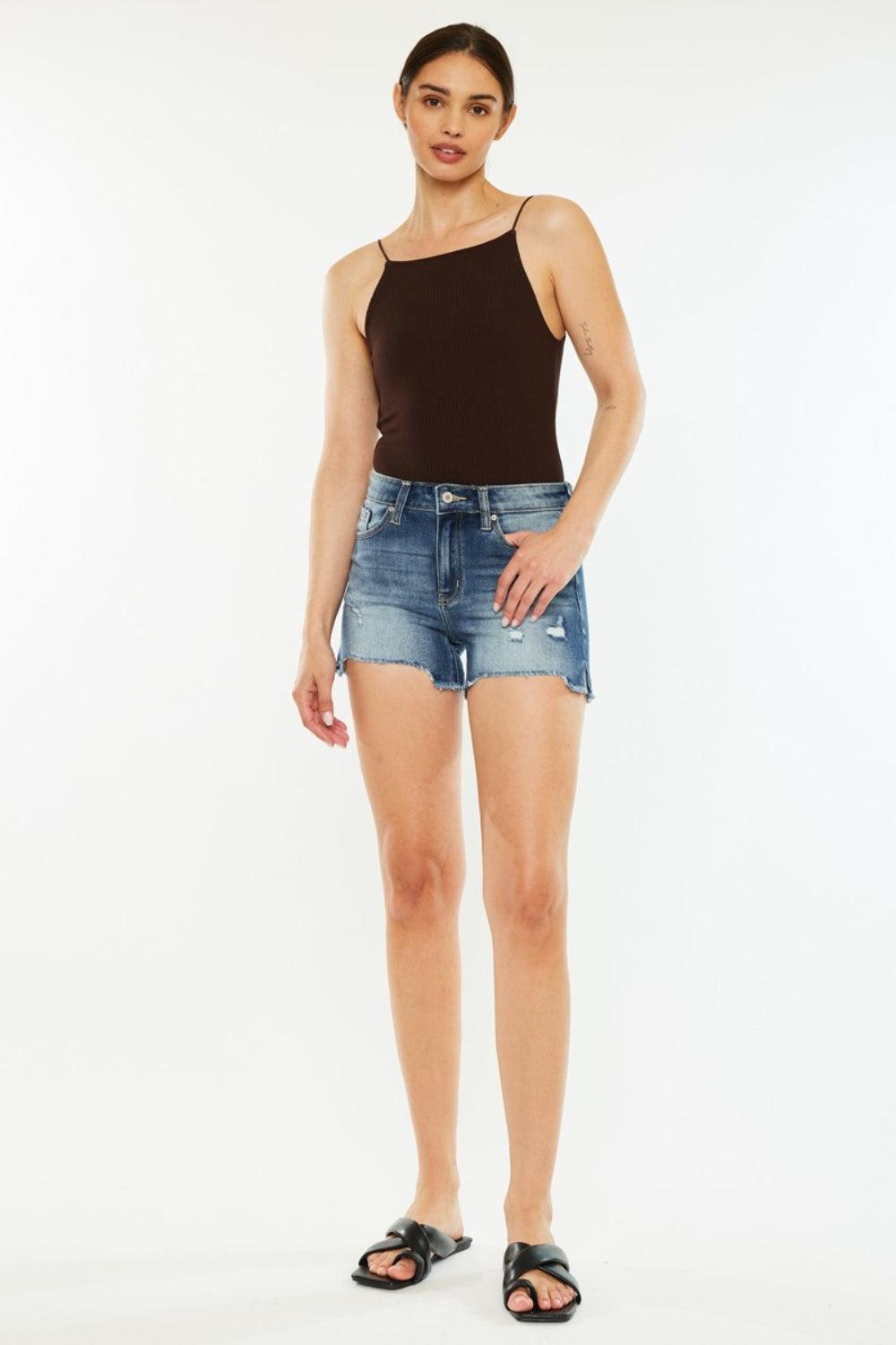 Kancan High Waist Raw Hem Denim Shorts Carauana Store