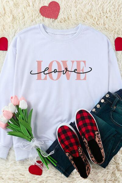 LOVE Round Neck Dropped Shoulder Sweatshirt Carauana Store