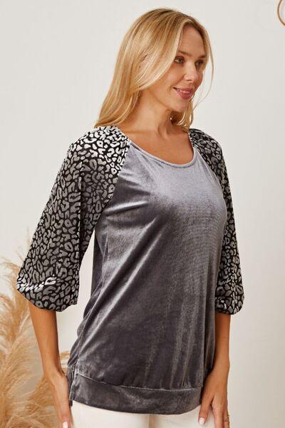 Leopard Round Neck Half Sleeve Blouse Carauana Store