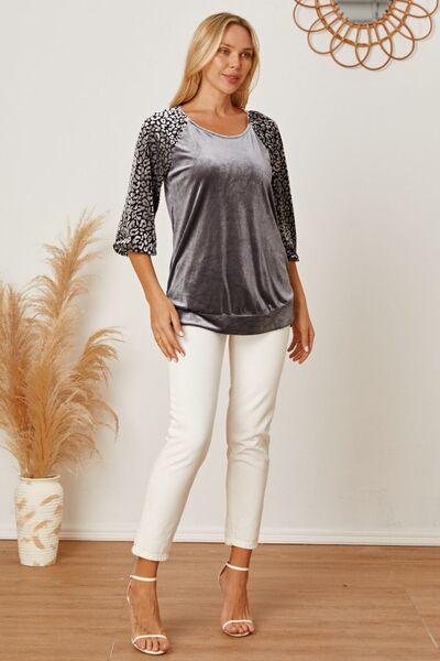 Leopard Round Neck Half Sleeve Blouse Carauana Store