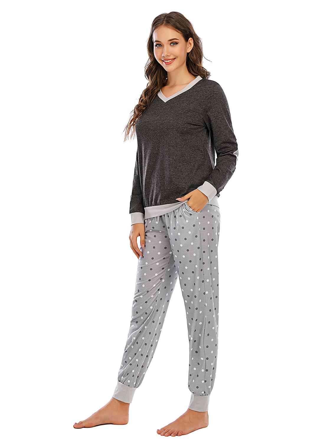Long Sleeve Top and Polka Dot Pants Set Carauana Store