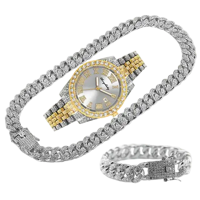 JOJO SCARLT Iced Out Watch Set – 3-Piece Bundle CaRaUaNa Fashion