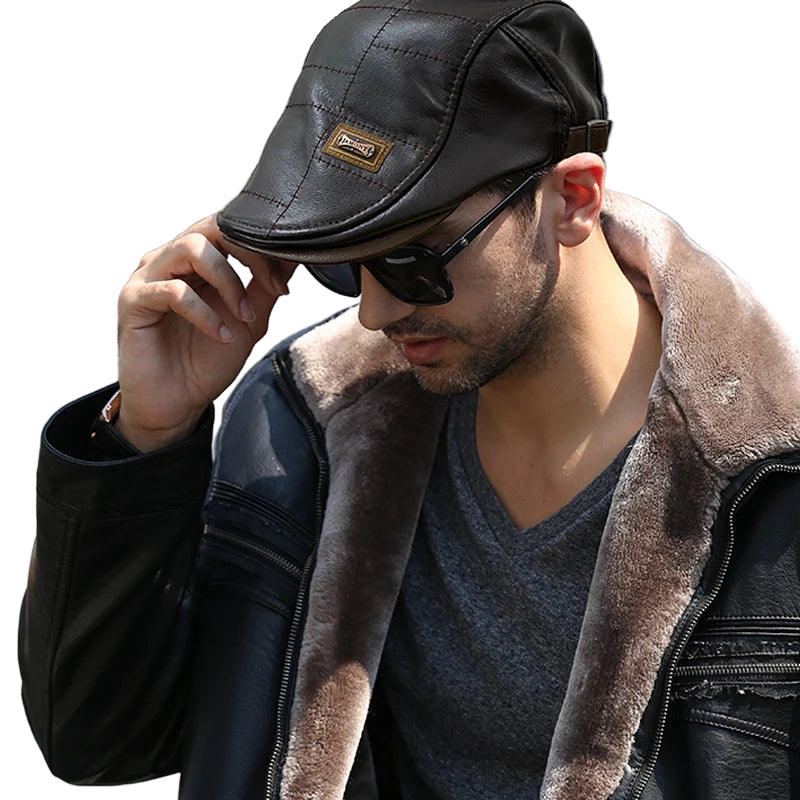 Man wearing a black cap and sunglasses, with a gray jacket and shirt.