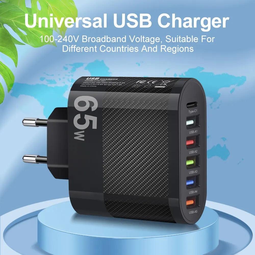 Mobile Phone Charger | Fast Charging | 5USB+Type-C Carauana Store