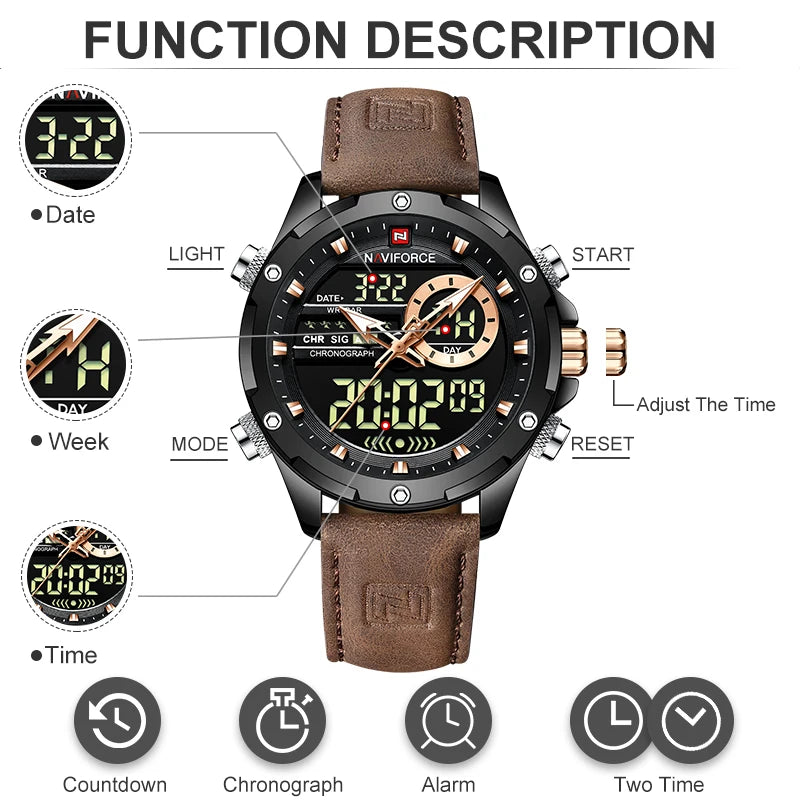 NAVIFORCE Military Watch – Dual Display Sport Watch CaRaUaNa Fashion