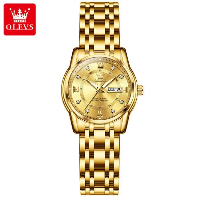 OLEVS Couple Watch Pair for Men and Women Stainless Steel Waterproof Men's Watches Luxury Gold Diamond Lover's Wristwatches 2023 Carauana Store