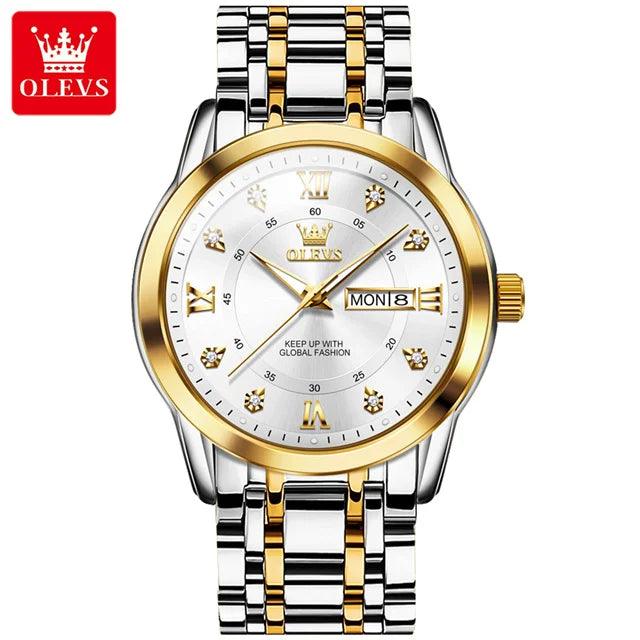 OLEVS Couple Watch Pair for Men and Women Stainless Steel Waterproof Men's Watches Luxury Gold Diamond Lover's Wristwatches 2023 Carauana Store