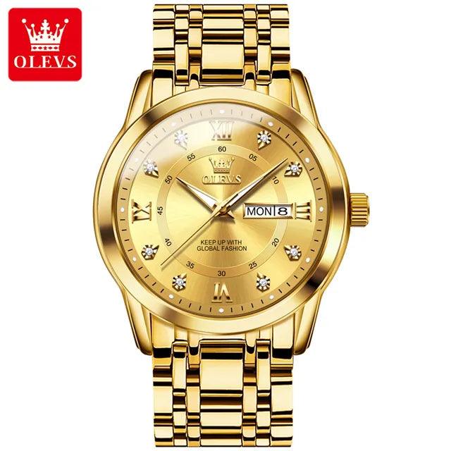 OLEVS Couple Watch Pair for Men and Women Stainless Steel Waterproof Men's Watches Luxury Gold Diamond Lover's Wristwatches 2023 Carauana Store