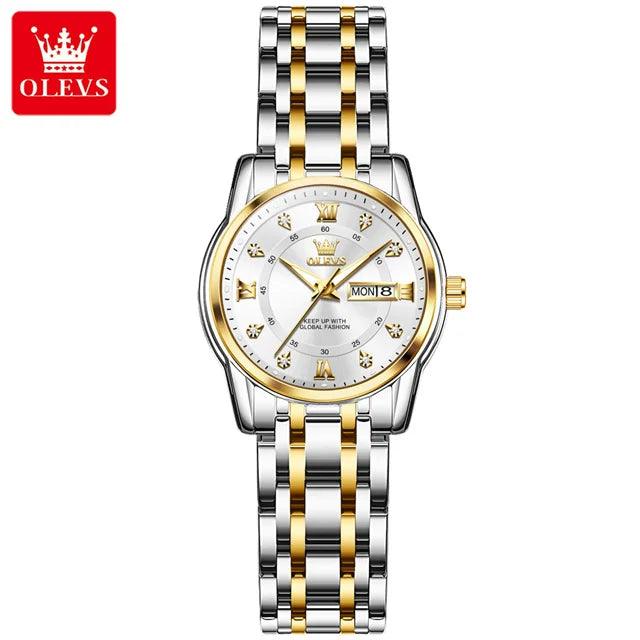 OLEVS Couple Watch Pair for Men and Women Stainless Steel Waterproof Men's Watches Luxury Gold Diamond Lover's Wristwatches 2023 Carauana Store