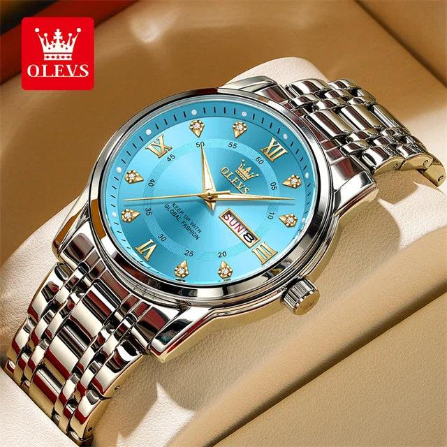 OLEVS Couple Watch Pair for Men and Women Stainless Steel Waterproof Men's Watches Luxury Gold Diamond Lover's Wristwatches 2023 Carauana Store