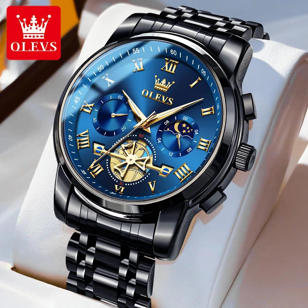 OLEVS Men’s Watch Analog Quartz Movement Business Stainless Steel Waterproof Luminous Chronograph Day Date Male Wrist Watches Carauana Store