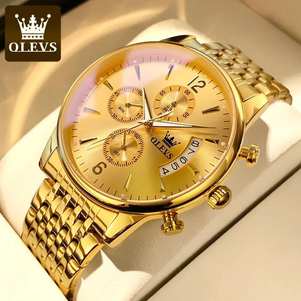 OLEVS Men's Watch Waterproof Luminous Wrist Watch Quartz Stainless Steel Watch for Men Pilot Top Brand Male Watches Carauana Store