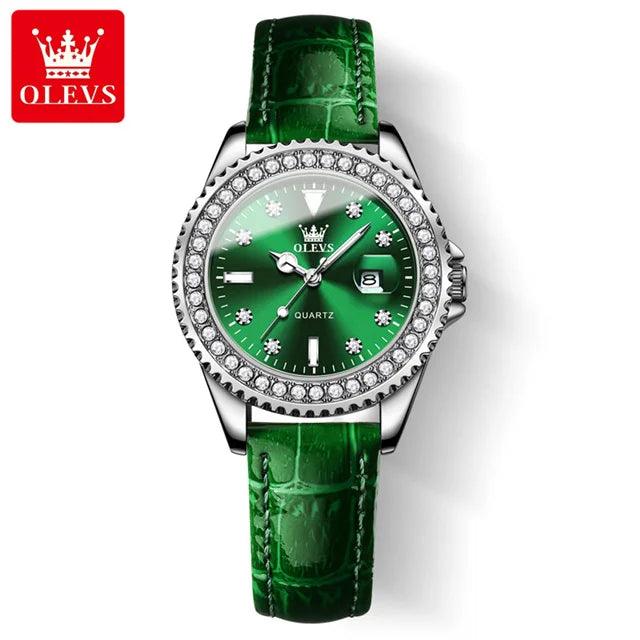 OLEVS Original Diamond Dial Quartz Watch for Women Fashion Elegant Ladies Watches Stainless Steel Waterproof Women's Wristwatch Carauana Store