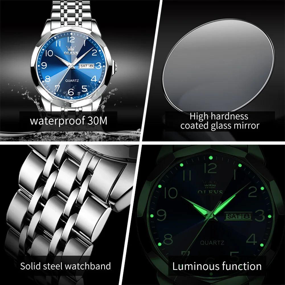 OLEVS Stainless Steel Quartz Watch | Fashionably Functional with Luminous Display and Water Resistance Carauana Store
