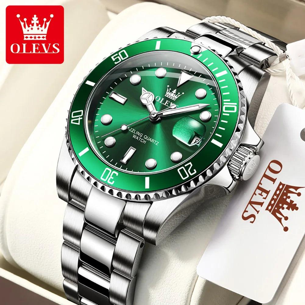 OLEVS Watches for Men with Date Luxury Big Face Waterproof Mens Wristwatch Analog Dress Two Tone Stainless Steel Man Watch Carauana Store