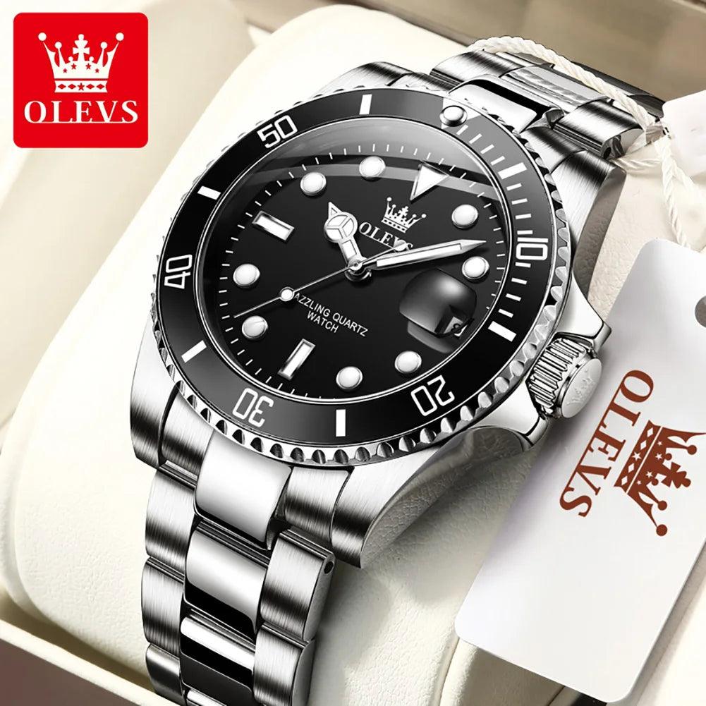 OLEVS Watches for Men with Date Luxury Big Face Waterproof Mens Wristwatch Analog Dress Two Tone Stainless Steel Man Watch Carauana Store