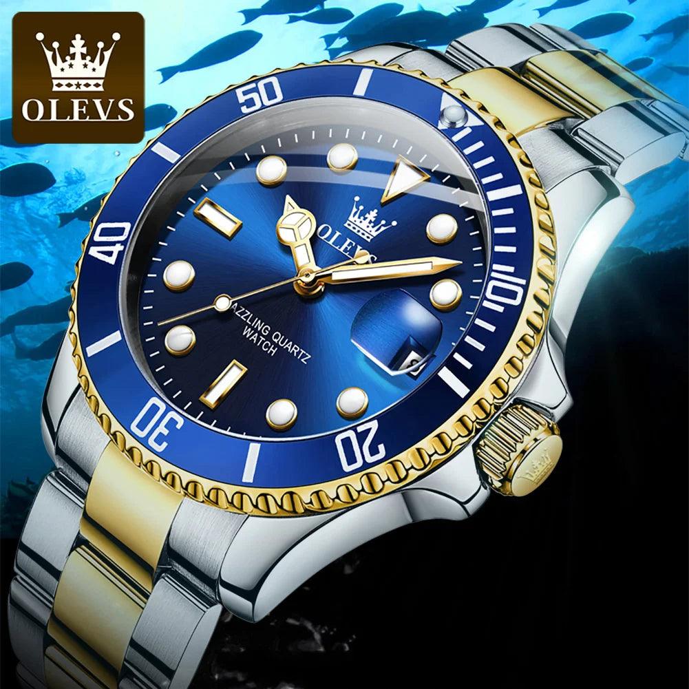 OLEVS Watches for Men with Date Luxury Big Face Waterproof Mens Wristwatch Analog Dress Two Tone Stainless Steel Man Watch Carauana Store