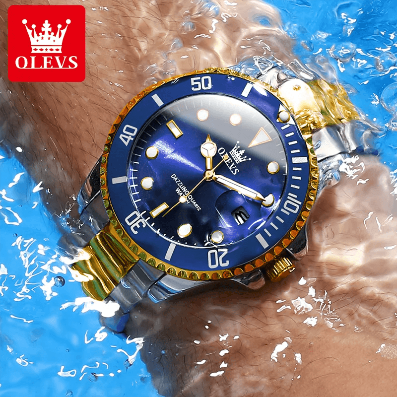 OLEVS Watches for Men with Date Luxury Big Face Waterproof Mens Wristwatch Analog Dress Two Tone Stainless Steel Man Watch Carauana Store