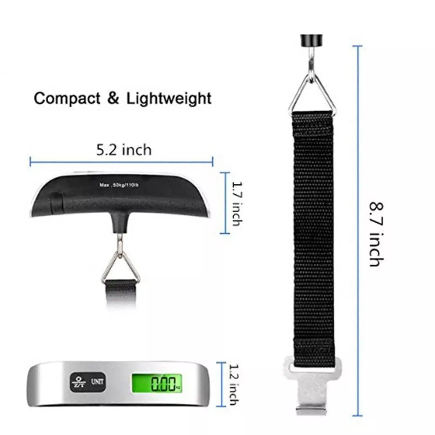 Portable Scale Digital LCD Display 110lb/50kg Electronic Luggage Hanging Suitcase Travel Weighs Baggage Bag Weight Balance Carauana Store