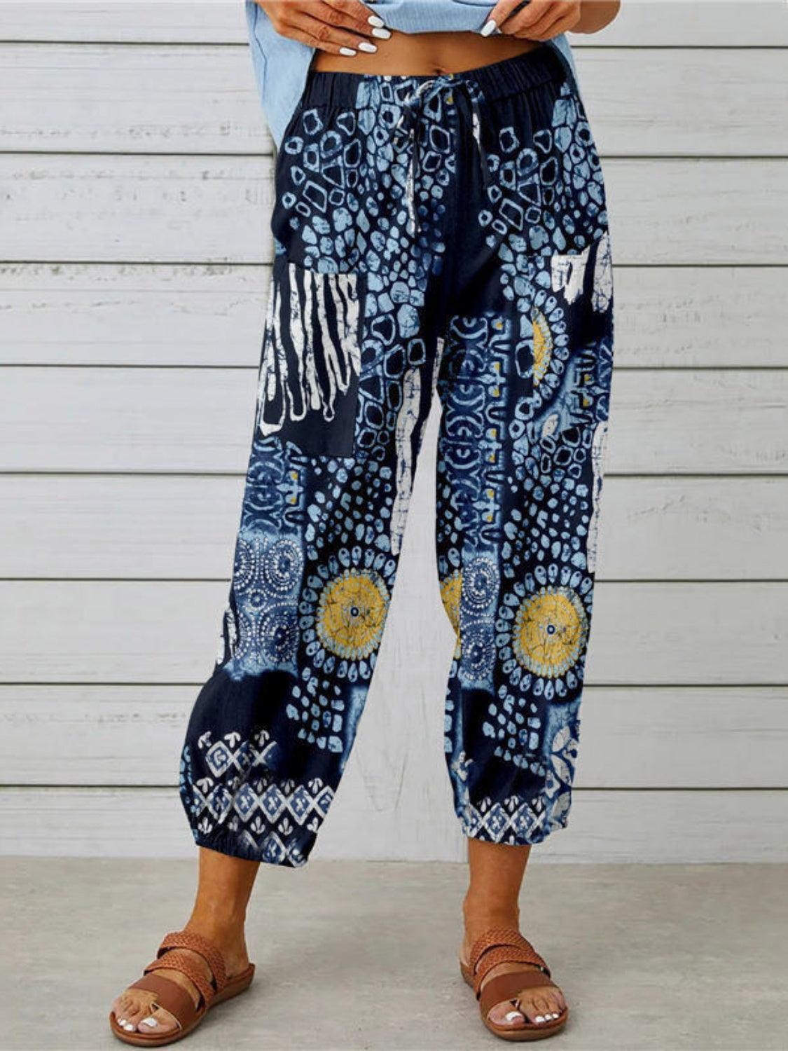 Printed Tied Cropped Pants Carauana Store