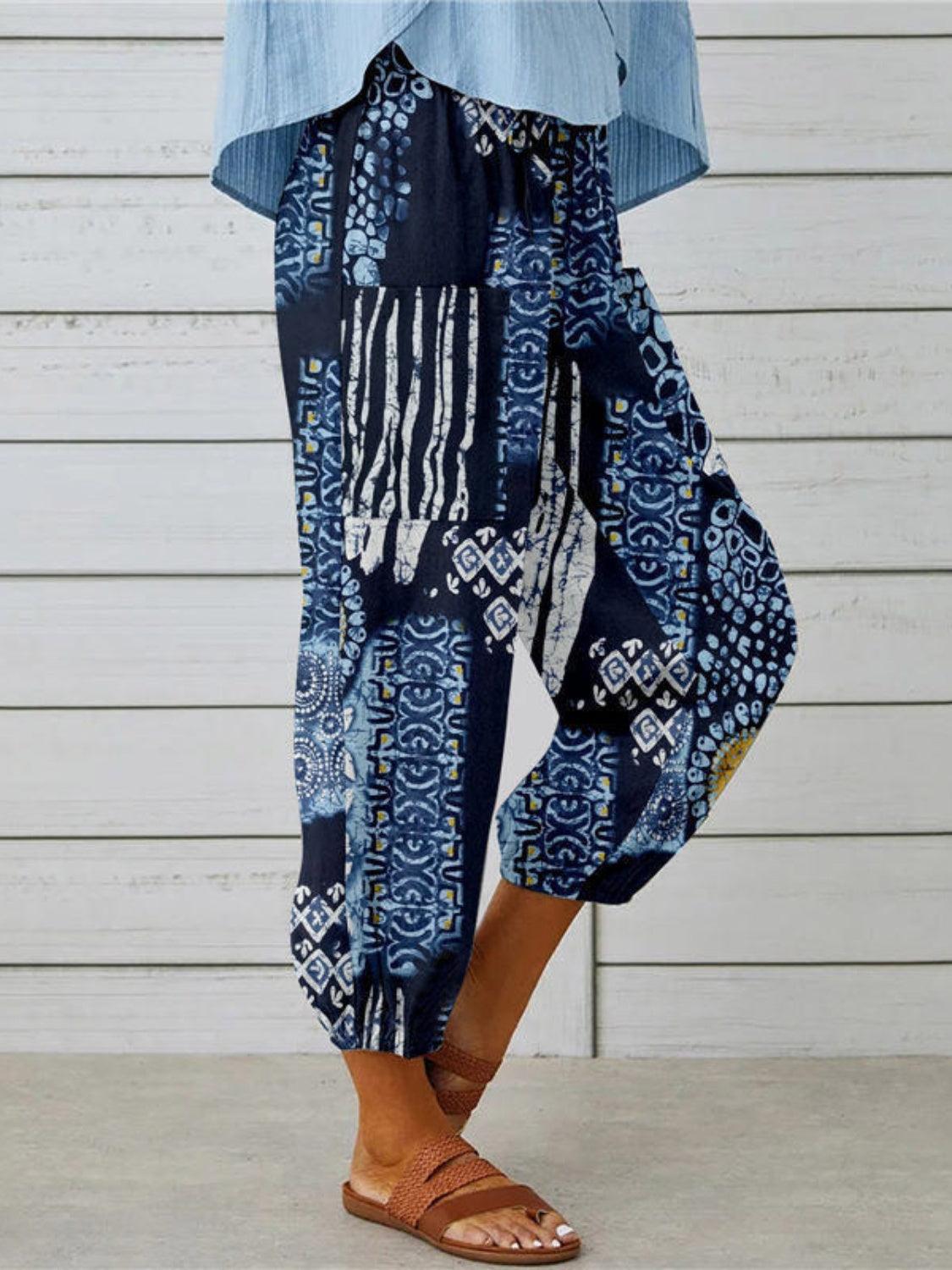 Printed Tied Cropped Pants Carauana Store