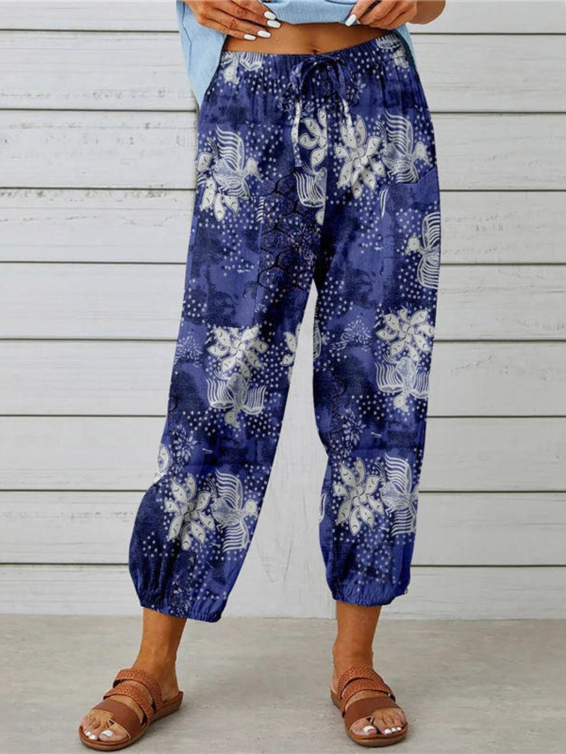 Printed Tied Cropped Pants Carauana Store