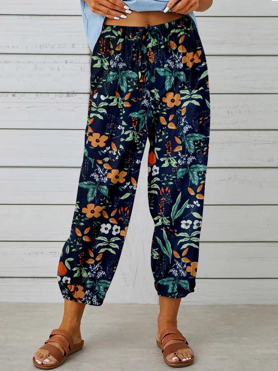 Printed Tied Cropped Pants Carauana Store