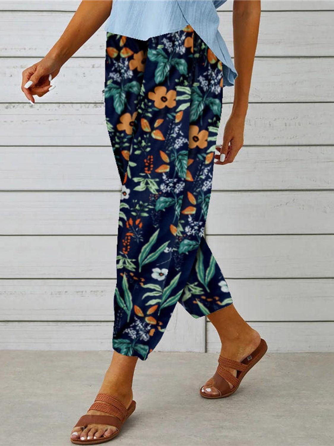 Printed Tied Cropped Pants Carauana Store