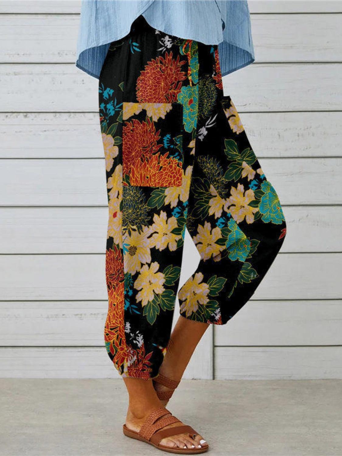 Printed Tied Cropped Pants Carauana Store