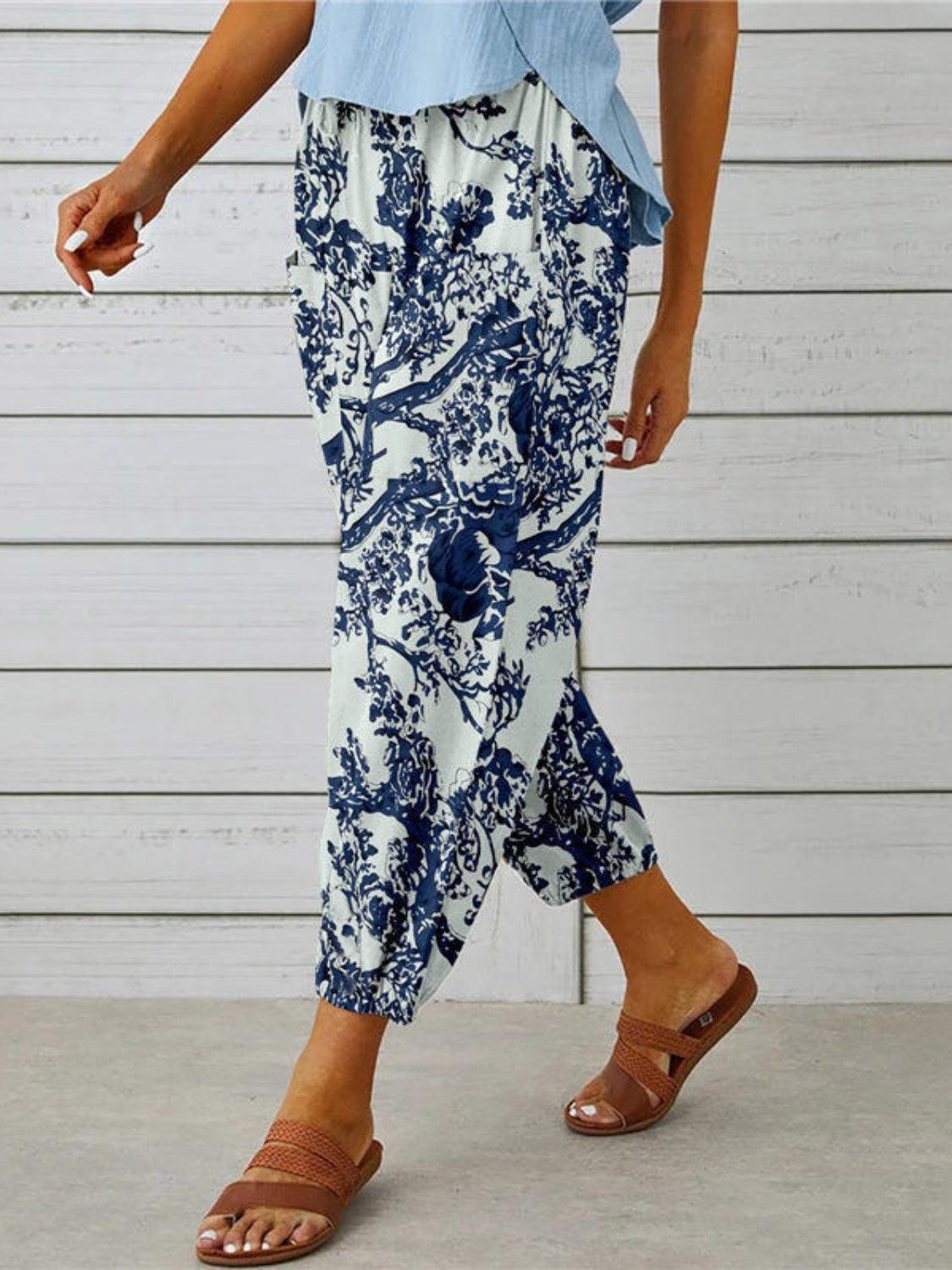 Printed Tied Cropped Pants Carauana Store