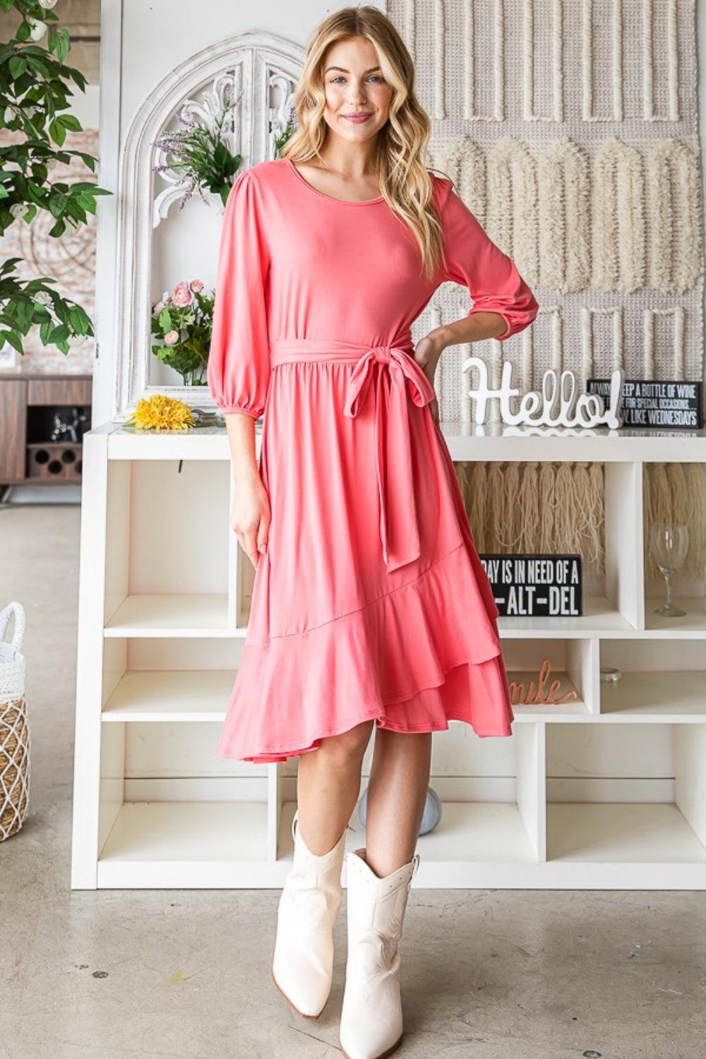 Reborn J Tie Front Ruffle Hem Dress Carauana Store