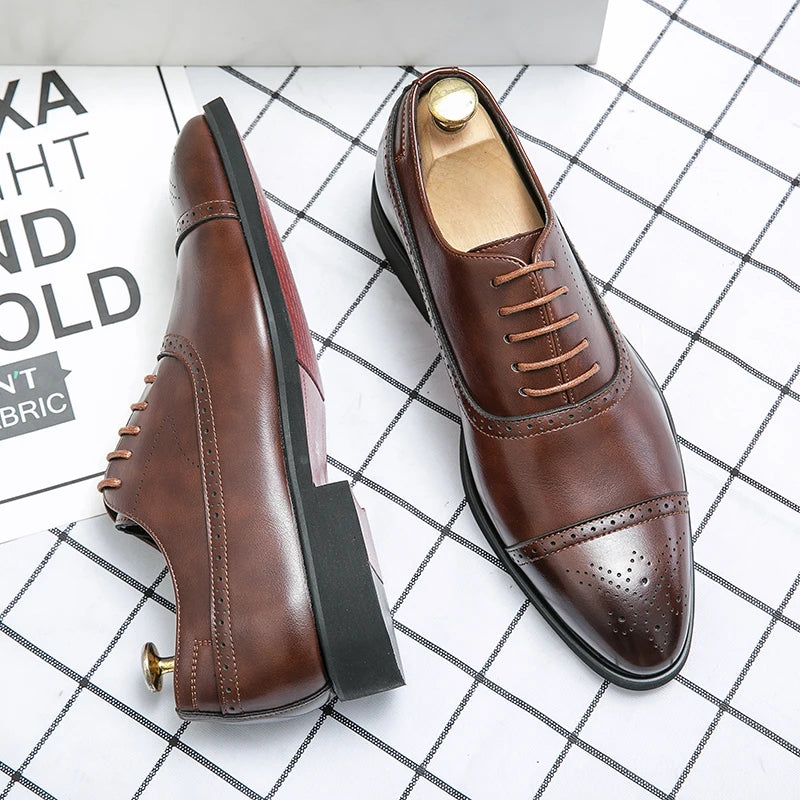Oxfords Shoes Business for Men Brown Black
