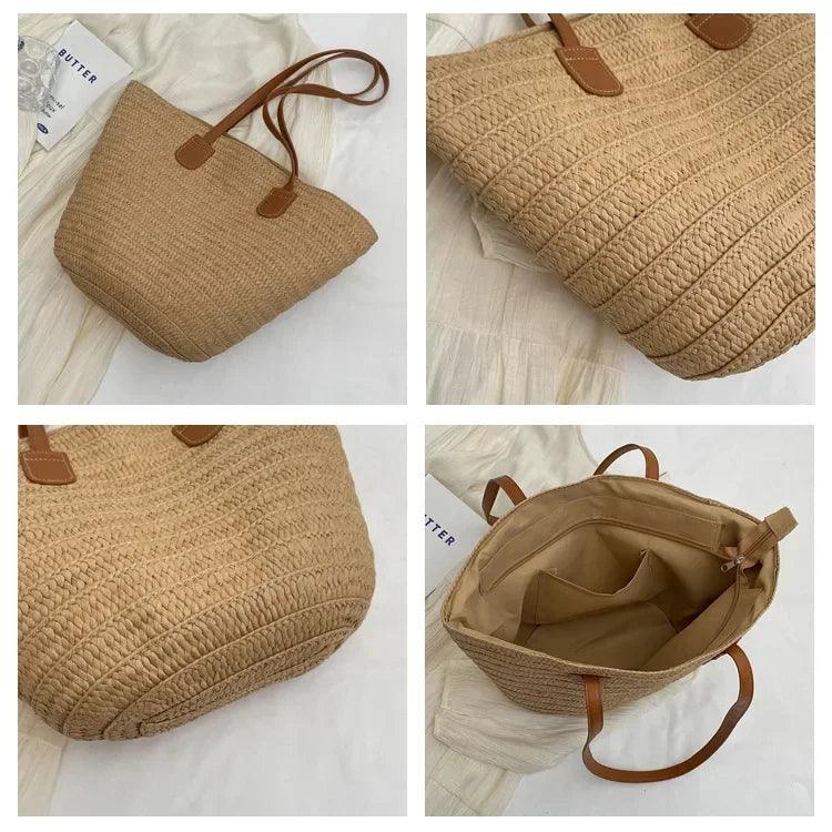 Sunny Days Ahead: Portable Straw Shoulder Bag – Your Stylish Satchel Carauana Store