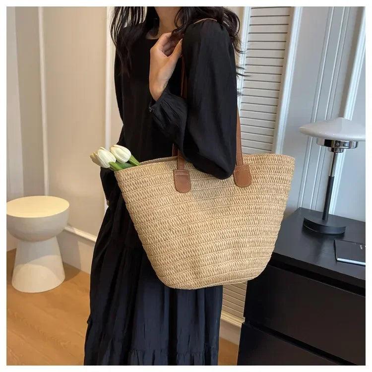 Sunny Days Ahead: Portable Straw Shoulder Bag – Your Stylish Satchel Carauana Store