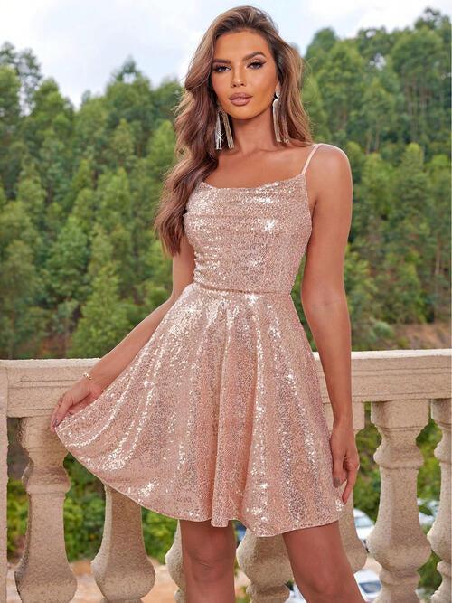 Sequin Tie Back Cami Dress Carauana Store