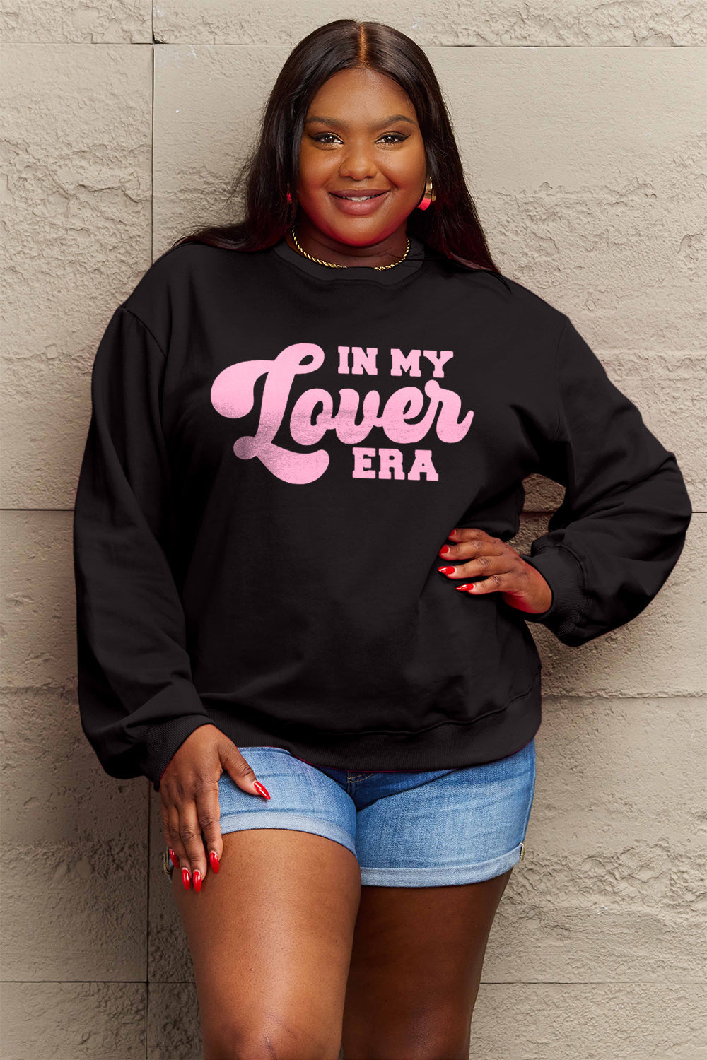 Simply Love Full Size IN MY LOVER ERA Round Neck Sweatshirt Carauana Store