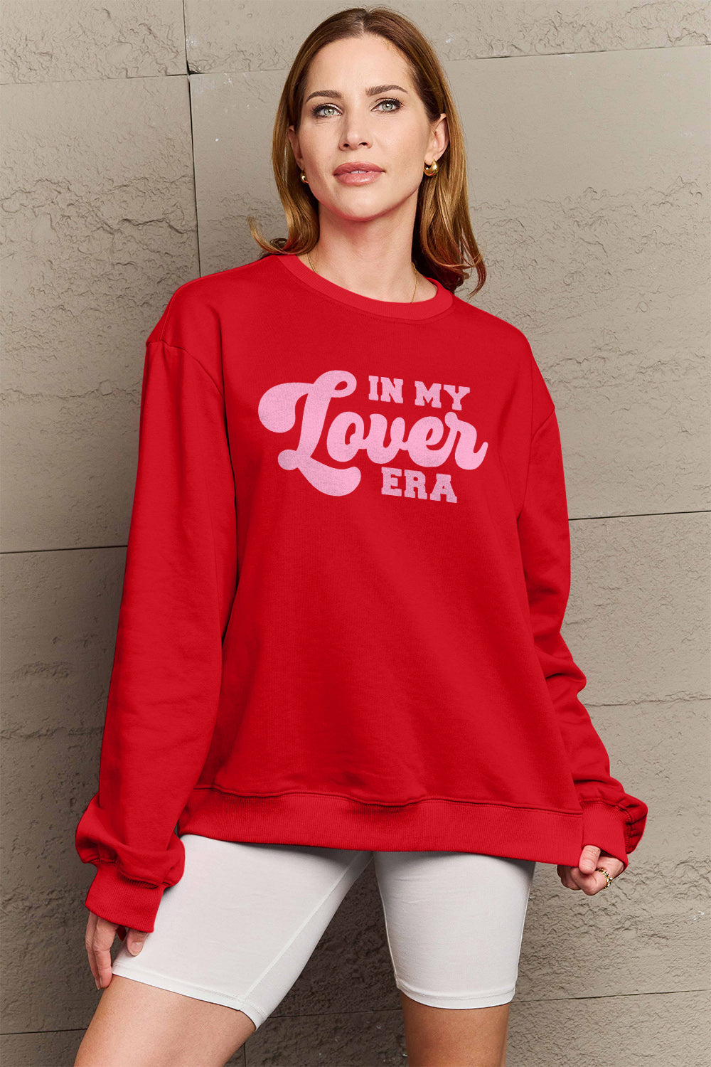 Simply Love Full Size IN MY LOVER ERA Round Neck Sweatshirt Carauana Store