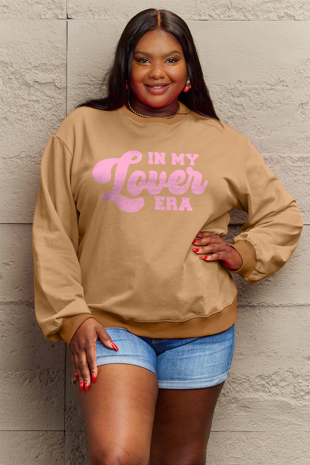 Simply Love Full Size IN MY LOVER ERA Round Neck Sweatshirt Carauana Store