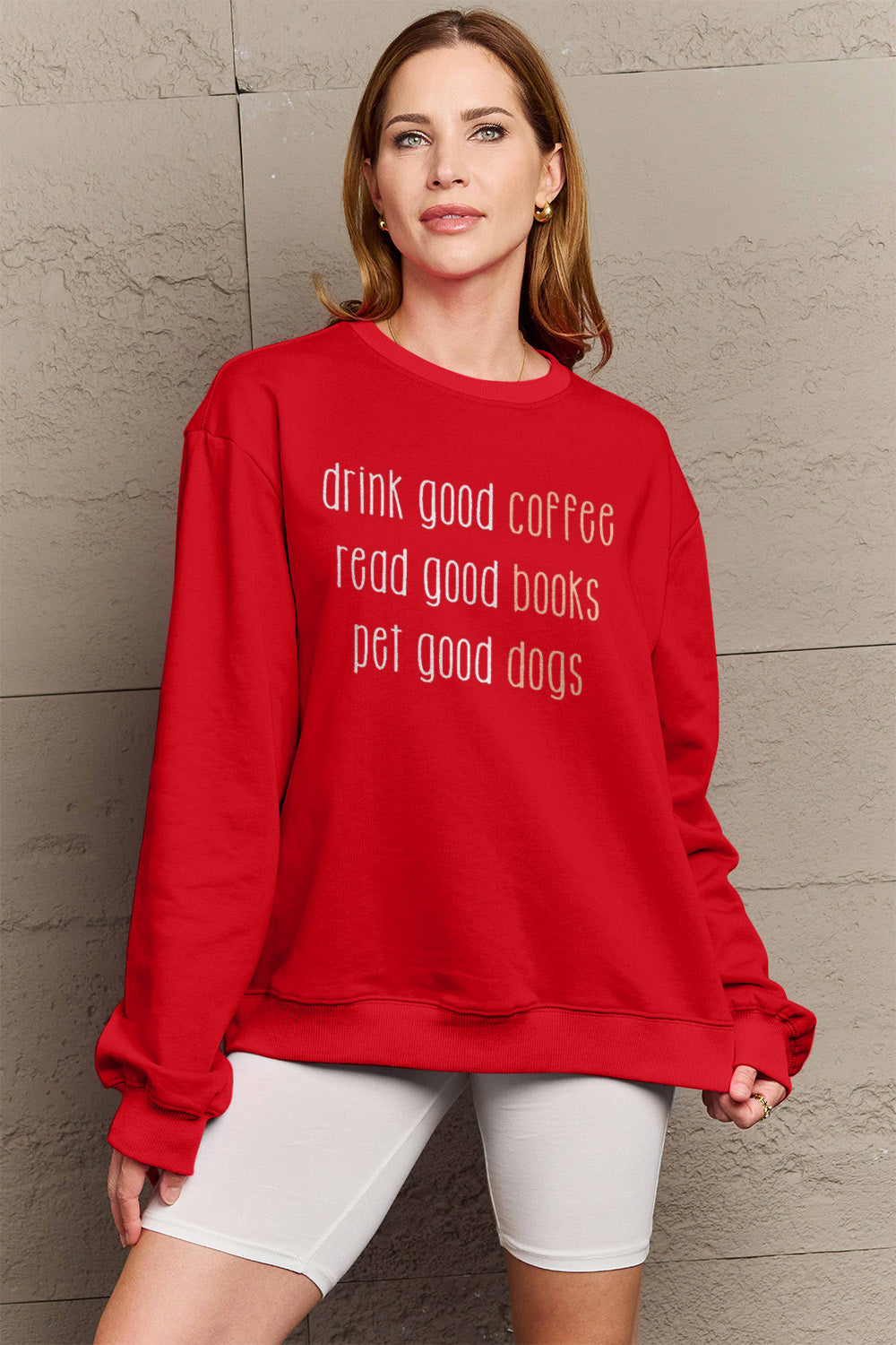 Simply Love Full Size Letter Graphic Round Neck Sweatshirt Carauana Store