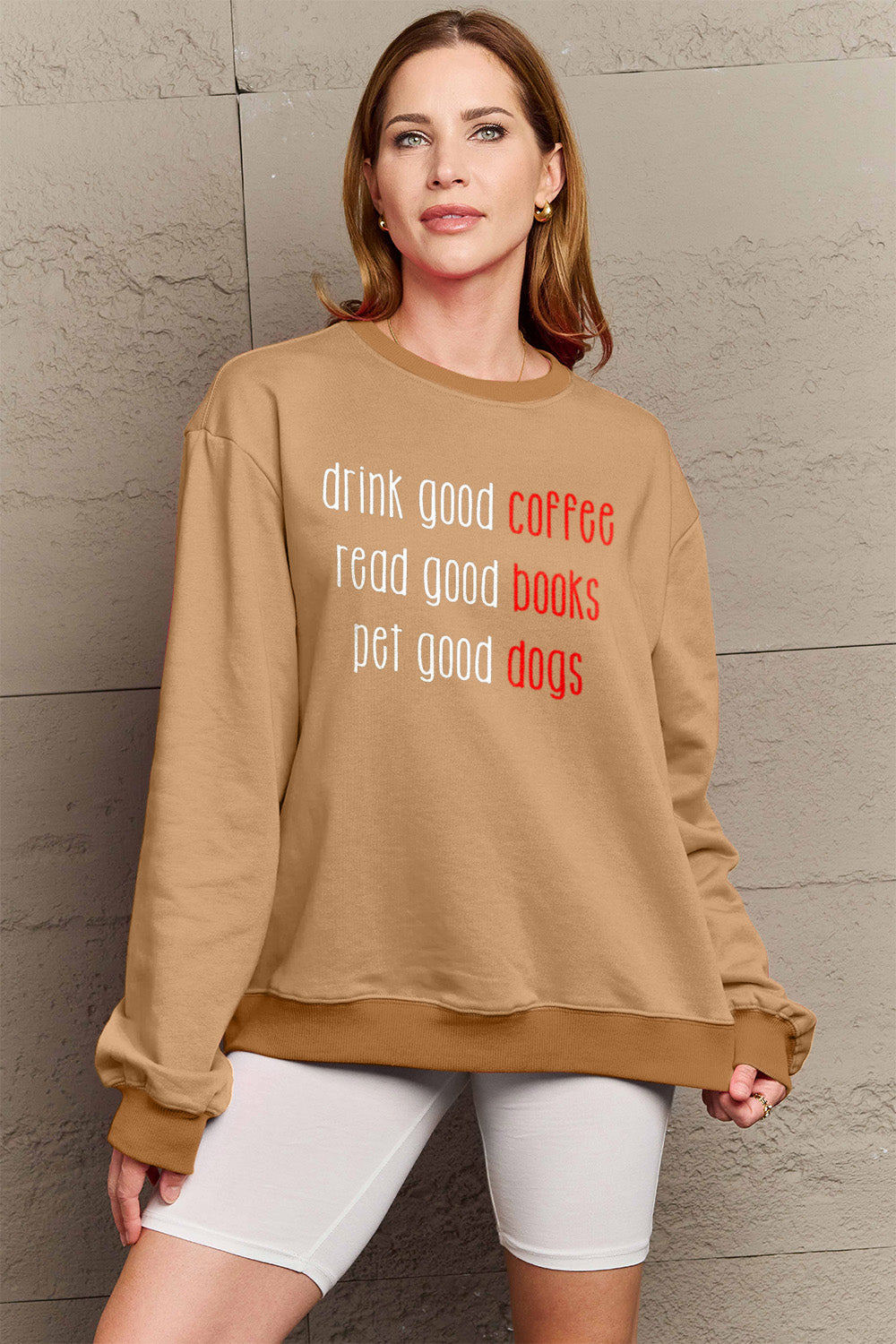 Simply Love Full Size Letter Graphic Round Neck Sweatshirt Carauana Store