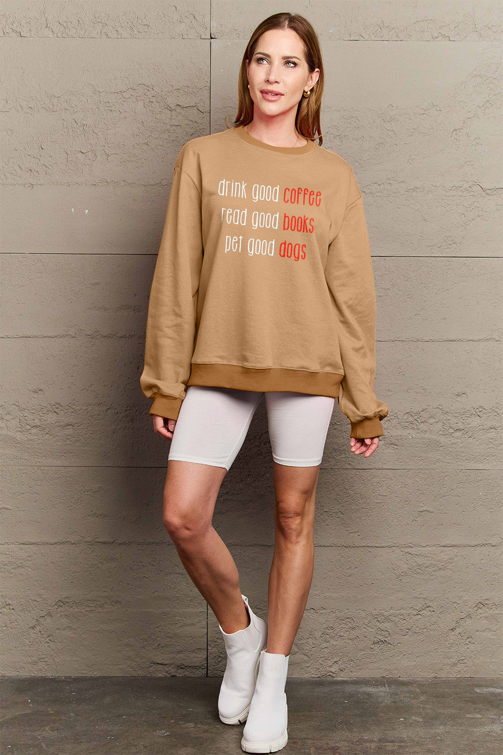 Simply Love Full Size Letter Graphic Round Neck Sweatshirt Carauana Store