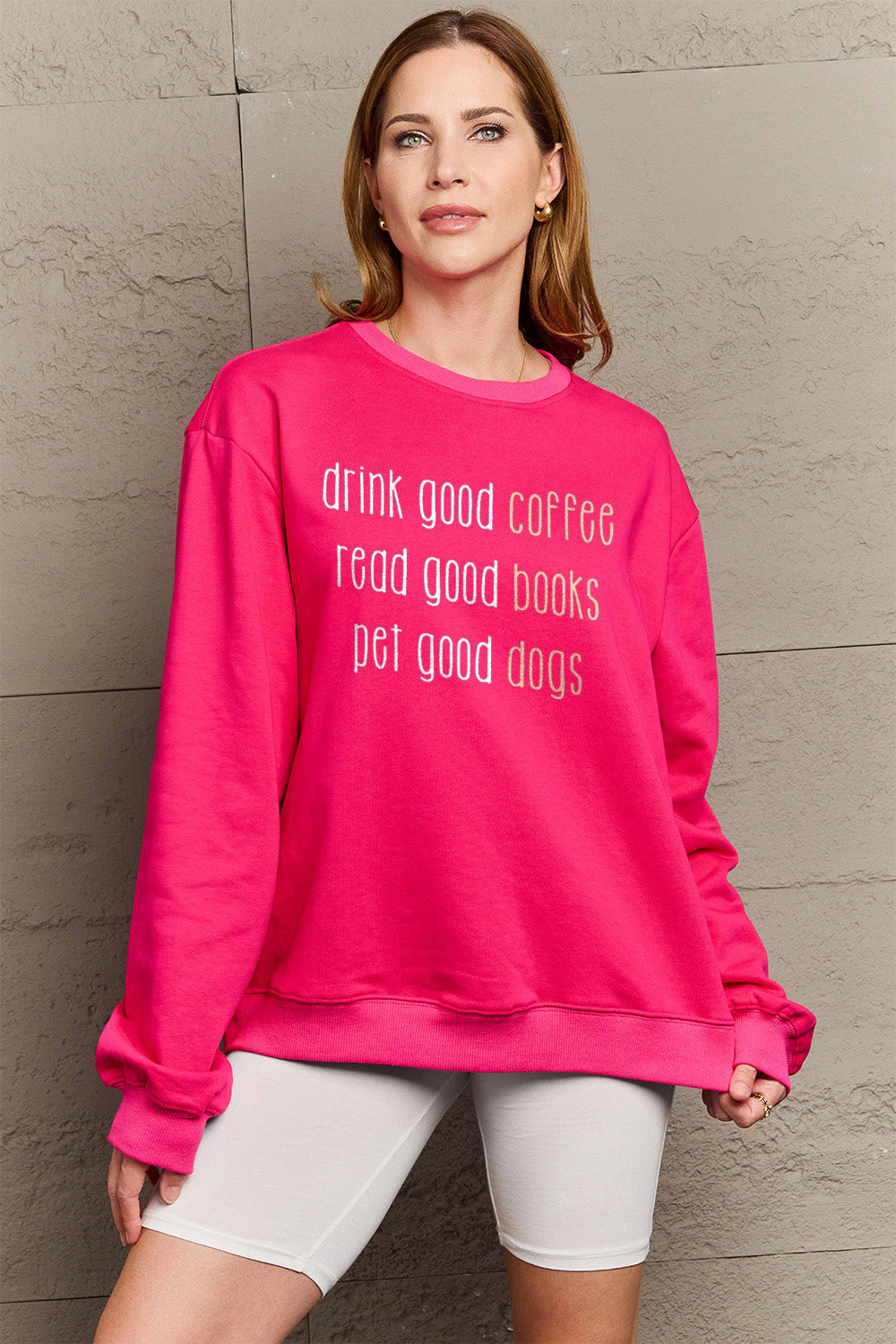 Simply Love Full Size Letter Graphic Round Neck Sweatshirt Carauana Store