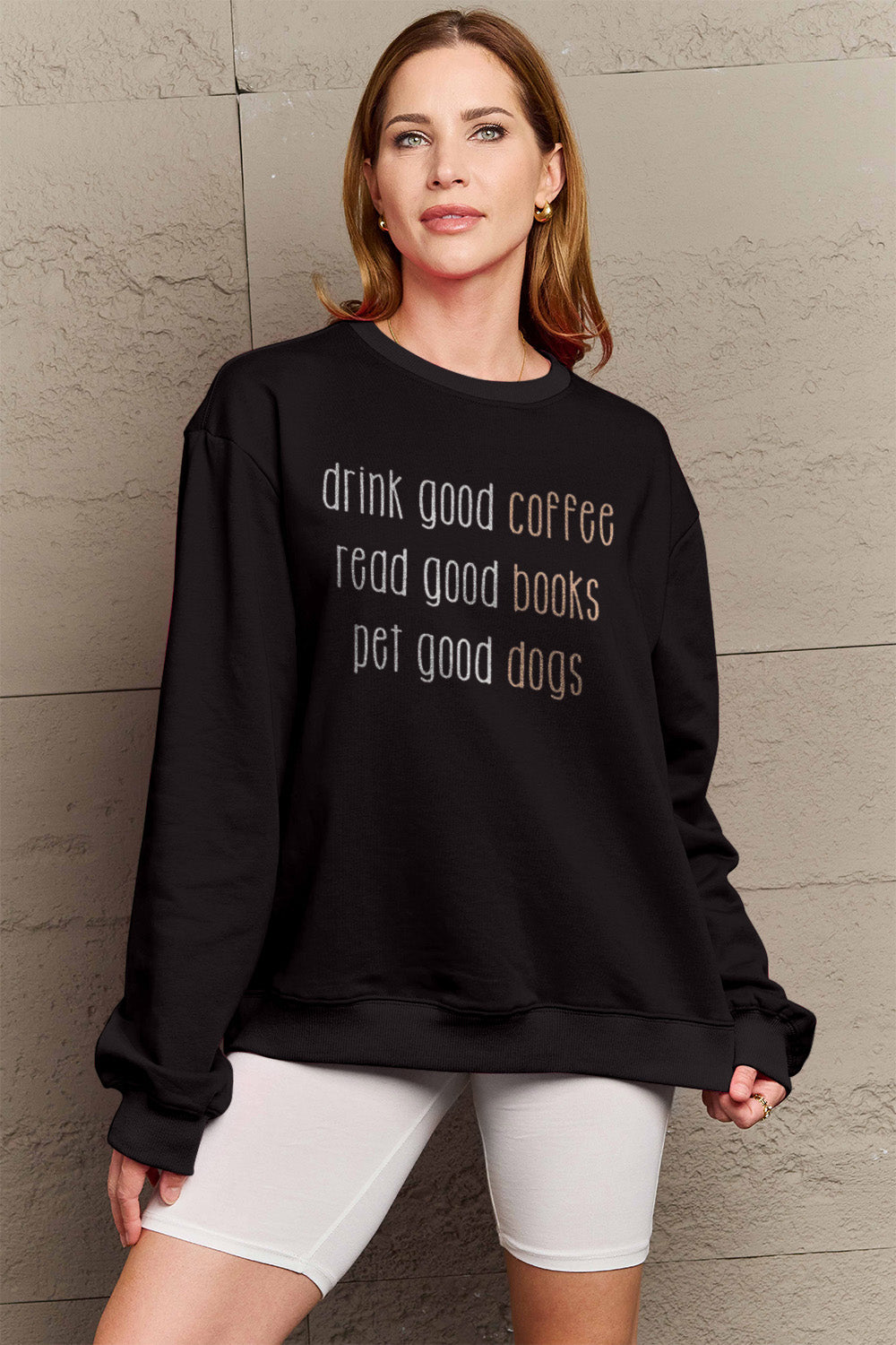 Simply Love Full Size Letter Graphic Round Neck Sweatshirt Carauana Store