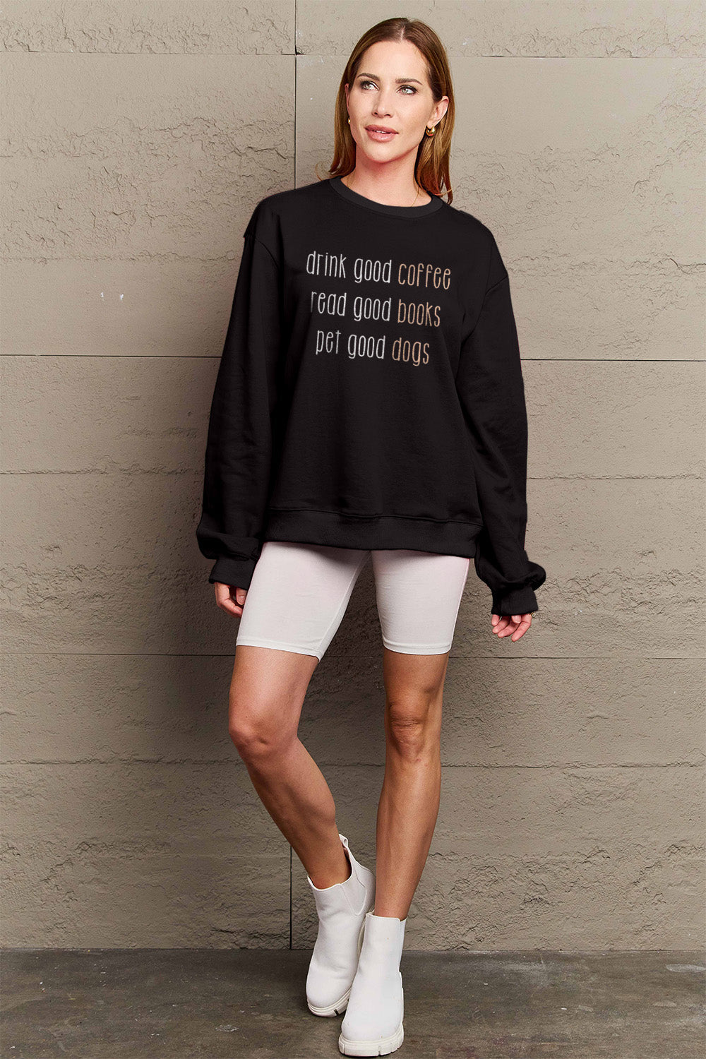 Simply Love Full Size Letter Graphic Round Neck Sweatshirt Carauana Store
