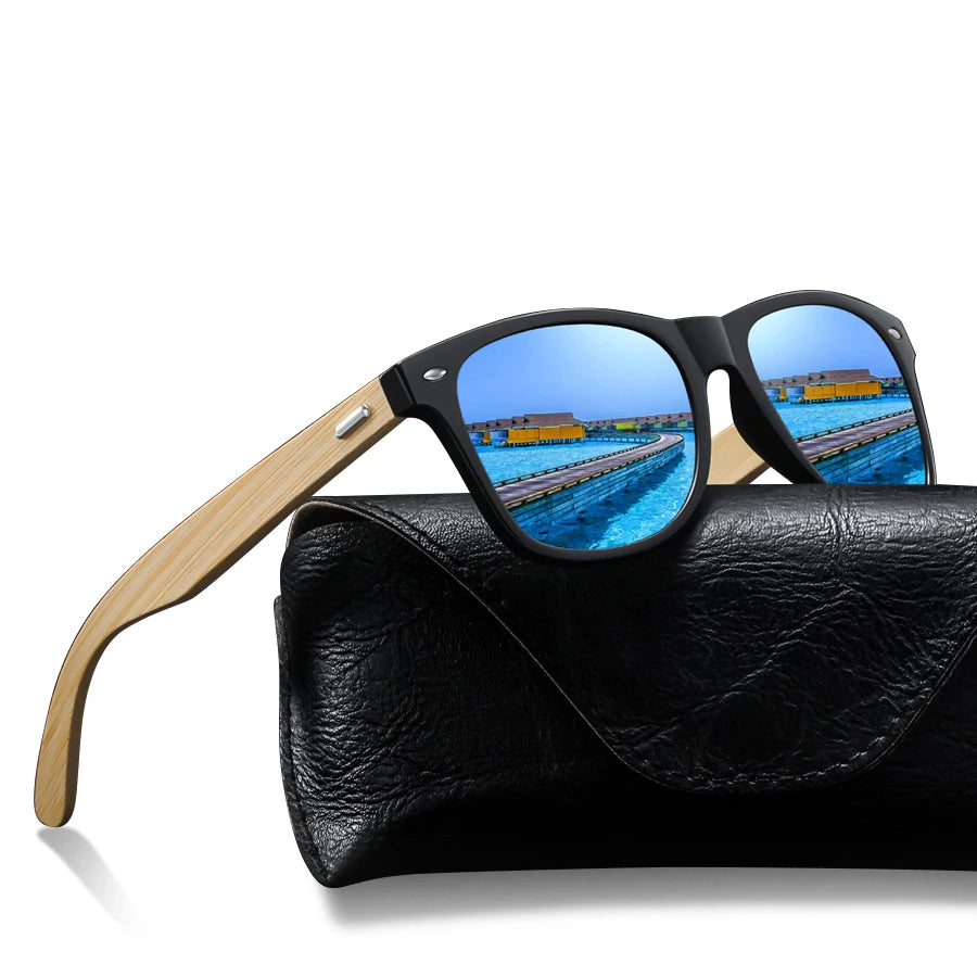 Close-up of CaRaUaNa Fashion sunglasses with anti-reflective, UV400 polycarbonate lenses in vibrant Ice Blue