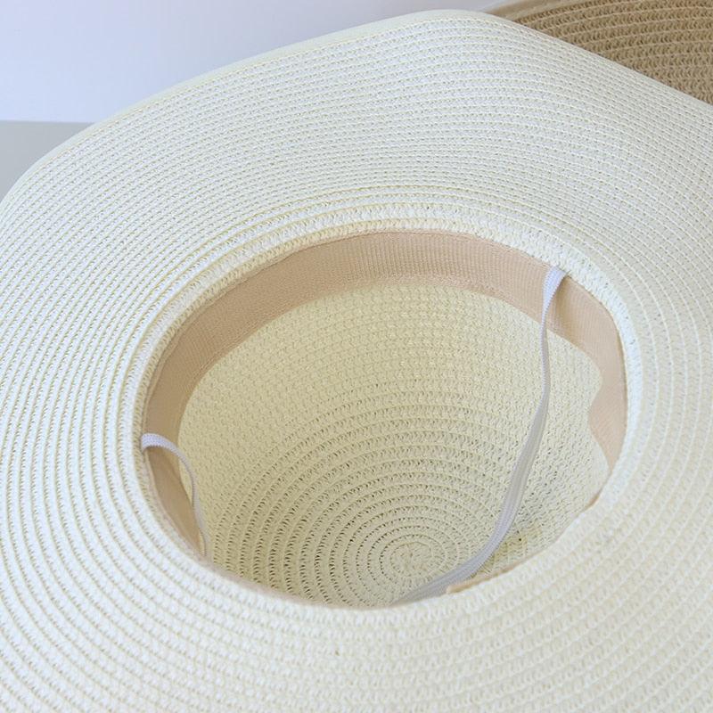Summer Women Straw Hat Bowknot Wide Brim Floppy Panama Hats Female Lady Outdoor Foldable Beach Sun Cap Carauana Store