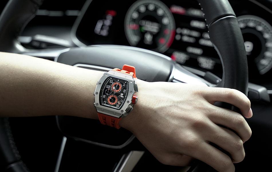 TSAR BOMBA Luxury Tonneau Clock 50M Waterproof Stainless Steel Carauana Store